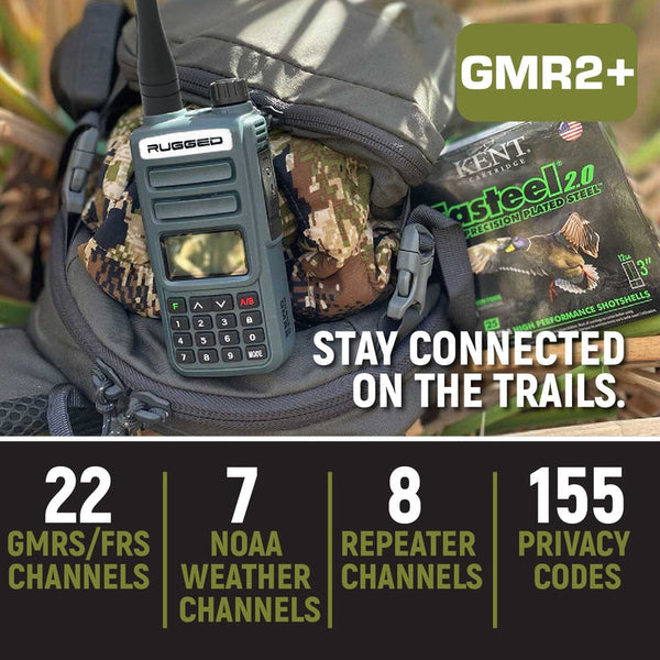 Rugged Radios GMR2 PLUS - GMRS / FRS Two Way Handheld Radio with Hand Mic - Colorado & Canyon Enthusiasts