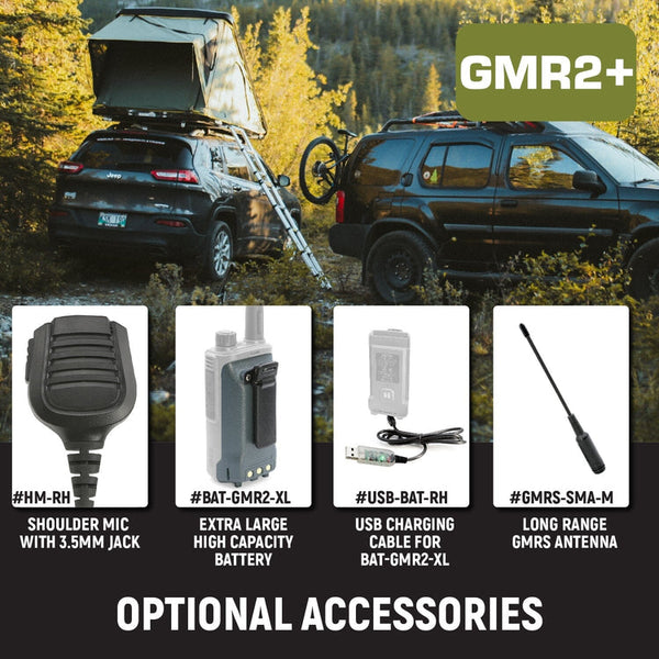 Rugged Radios GMR2 PLUS - GMRS / FRS Two Way Handheld Radio with Hand Mic - Colorado & Canyon Enthusiasts