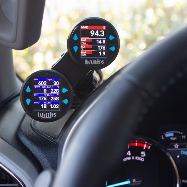 Banks Dual Gauge Pod Kit 52mm Sticky Base Suction Mount iDash 1.8 and 52mm (2-1/16 inch) gauges