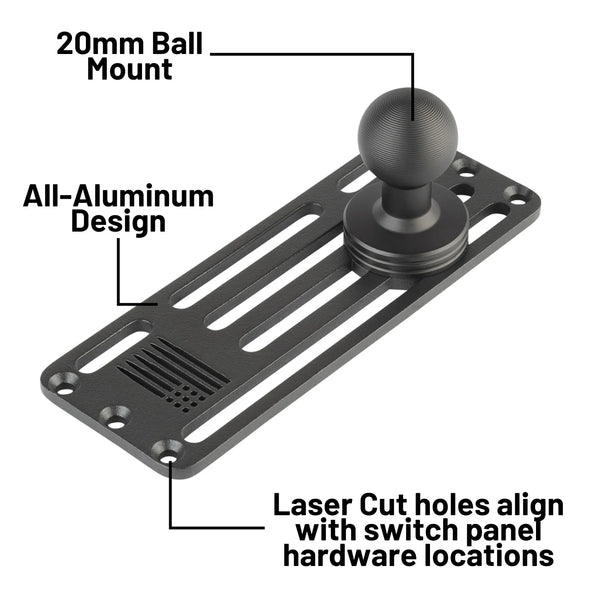 Bulletpoint Auxbeam + Bulletpoint 8 Gang Switch Panel Mount with 20mm Ball