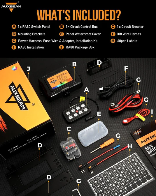AUXBEAM RGB Series 8 Gang (RA80) Switch Panel