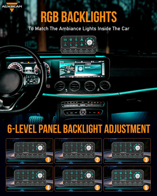 AUXBEAM KS-80 Knob RGB Switch Panel MAX 120A ,Light Dimming, Dynamic Chase, Four External Triggers, 4 Modes