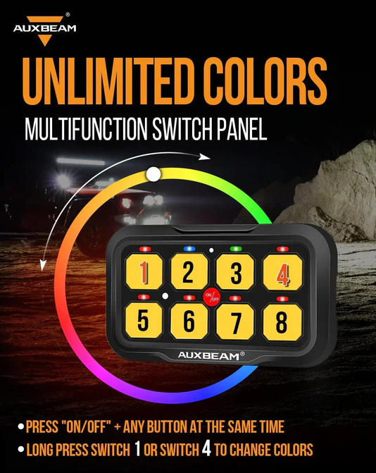 AUXBEAM RGB Series 6 Gang LED Switch Panel,Off Road Light Controller