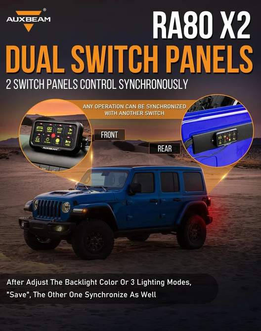 AUXBEAM RGB Series 6 Gang LED Switch Panel,Off Road Light Controller