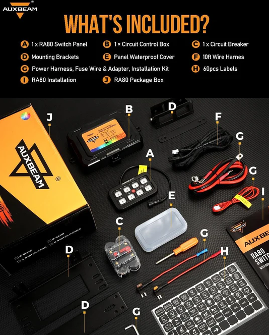 AUXBEAM RGB Series 6 Gang LED Switch Panel,Off Road Light Controller