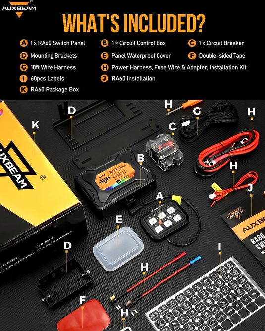 AUXBEAM RGB Series 6 Gang LED Switch Panel,Off Road Light Controller