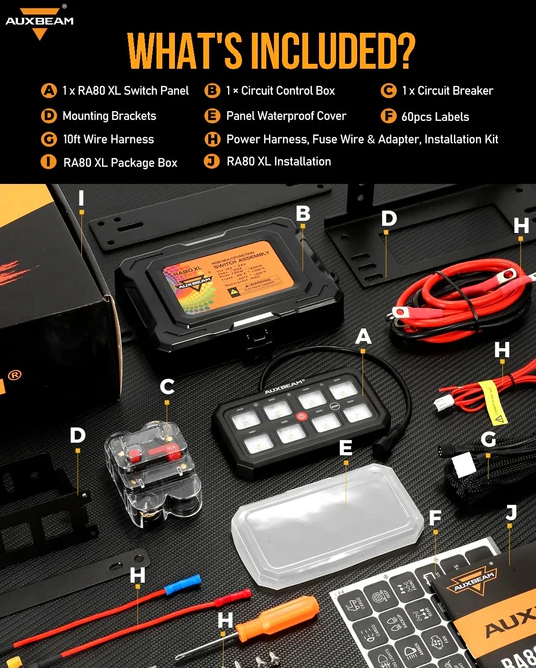 AUXBEAM RGB Series 6 Gang LED Switch Panel,Off Road Light Controller