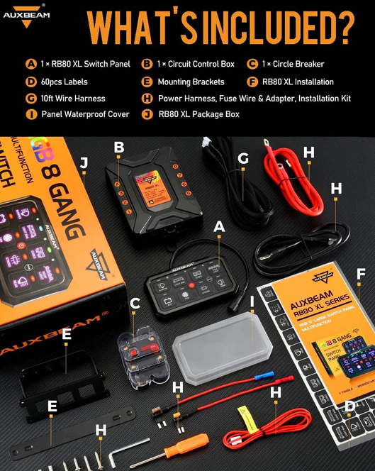 AUXBEAM RGB Series 6 Gang LED Switch Panel,Off Road Light Controller