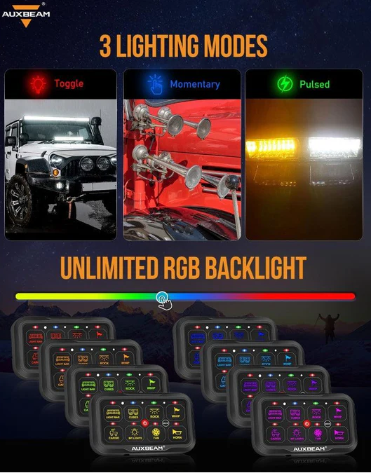 AUXBEAM AR Series 8 Gang LED Switch Panel,Off Road Light Controller