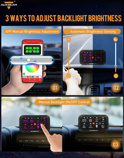 AUXBEAM AR Series 8 Gang LED Switch Panel,Off Road Light Controller