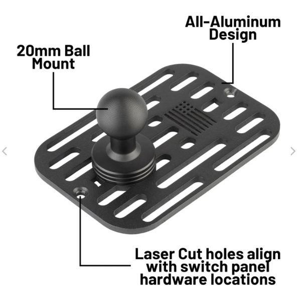 Bulletpoint Auxbeam 6 Gang Switch Panel Mount with 20mm Ball