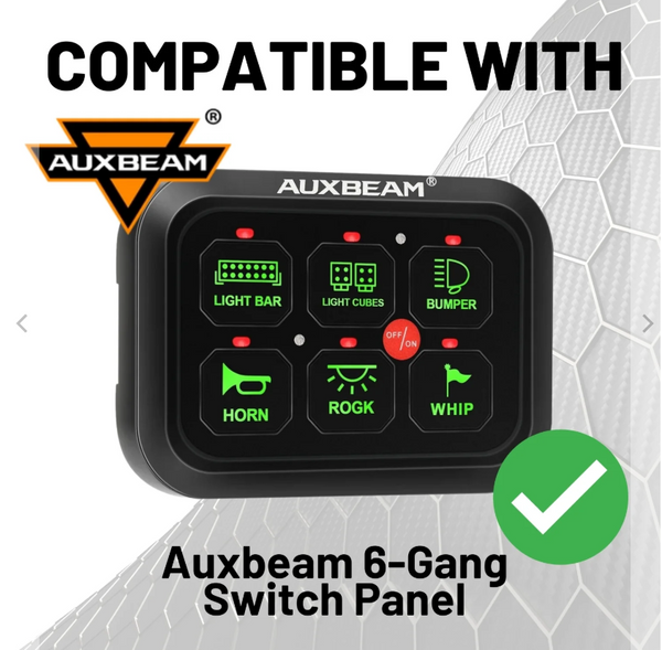Auxbeam 6 Gang Switch Panel Mount with 20mm Connector Nubby Edition
