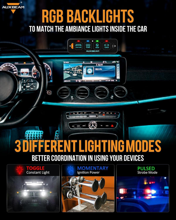 Auxbeam AS-400 4 Gang RGB Slim Switch Panel with APP & Remote Control
