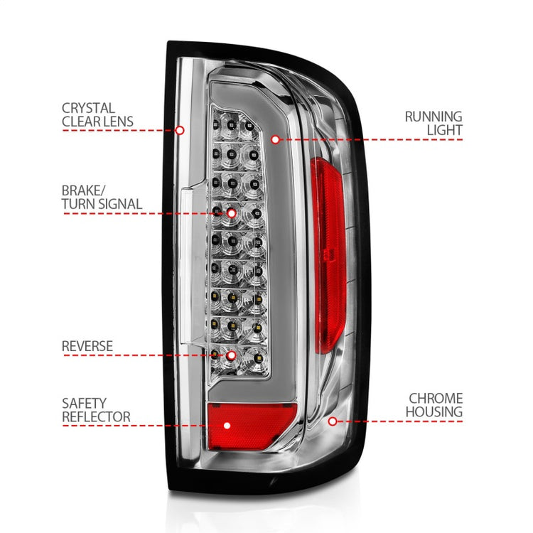Anzo Full LED Tail Lights - Chrome | 15-22 Chevrolet Colorado